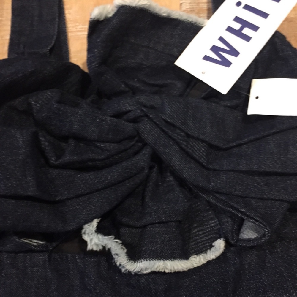 NWT Whit Anthropologie Denim Cutout Knot Dress 8 blue bow - Picture 5 of 8